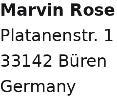 Postal address of Marvin Rose (shown as image)